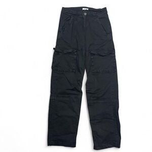 Garage Black Cargo Pants Wide Leg Baggy High Waist Womens Sz 3 XS‎ Skater Grunge